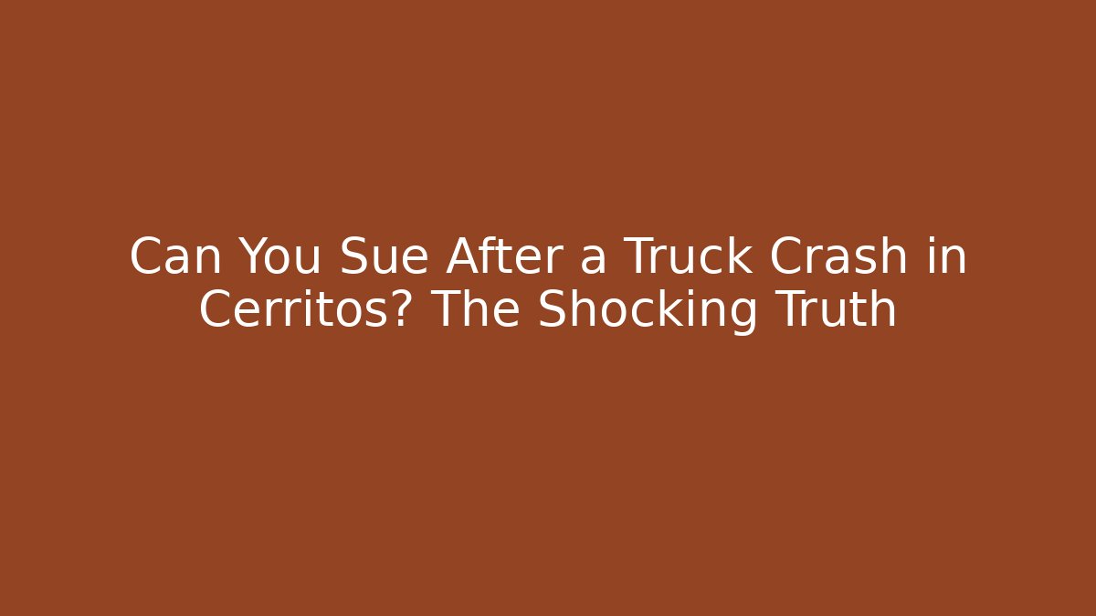 Can You Sue After a Truck Crash in Cerritos? The Shocking Truth