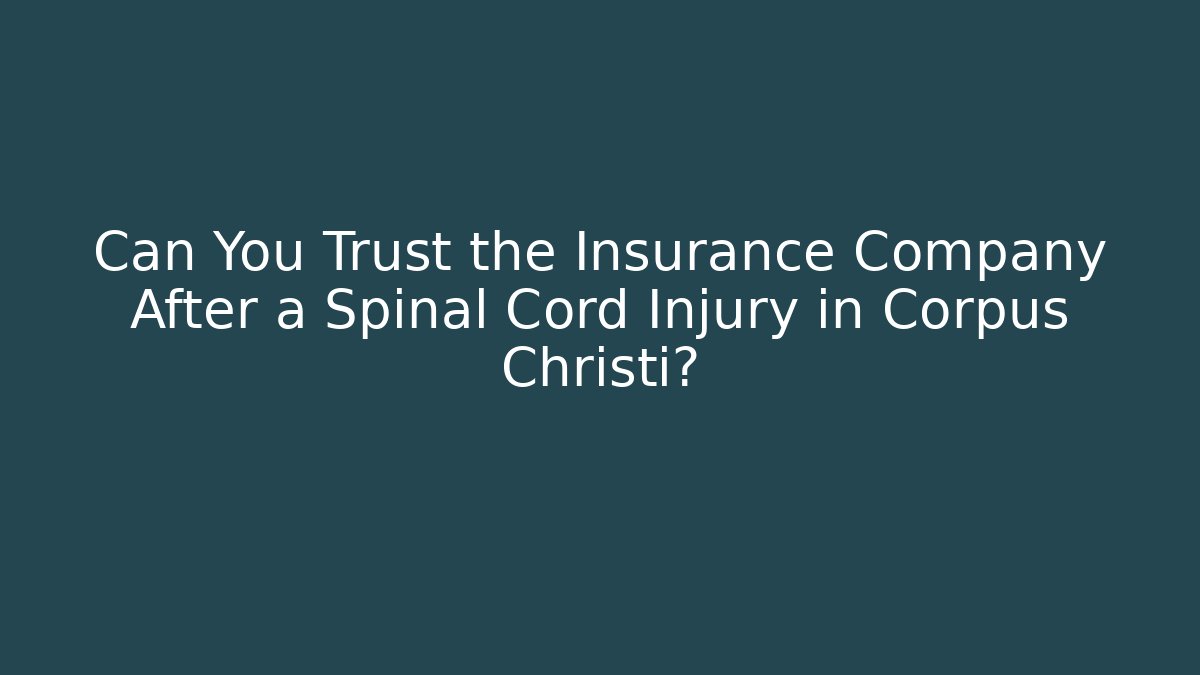 Can You Trust the Insurance Company After a Spinal Cord Injury in Corpus Christi?