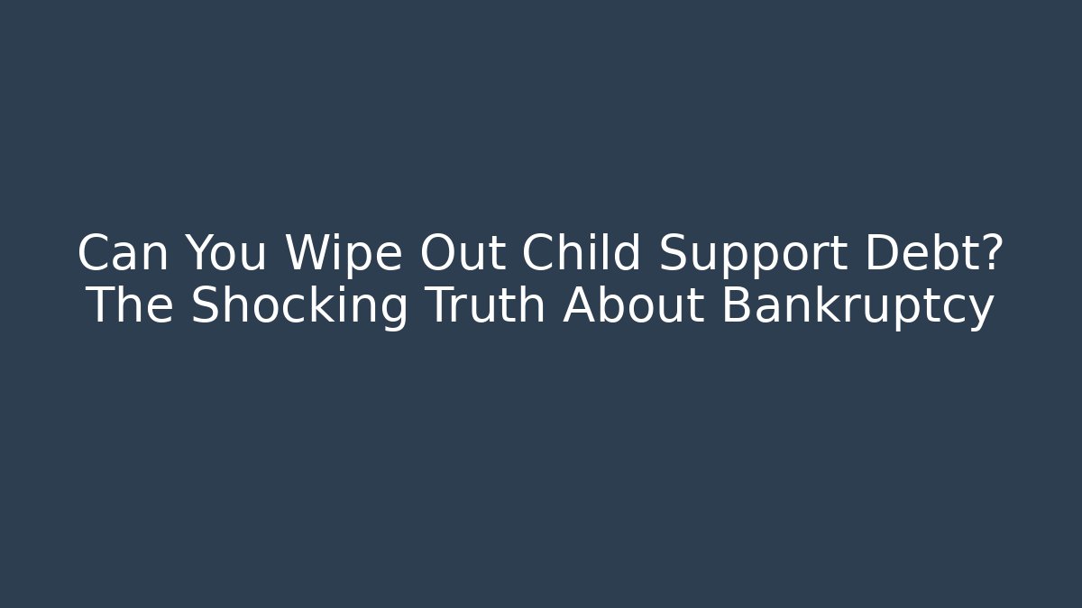 Can You Wipe Out Child Support Debt? The Shocking Truth About Bankruptcy