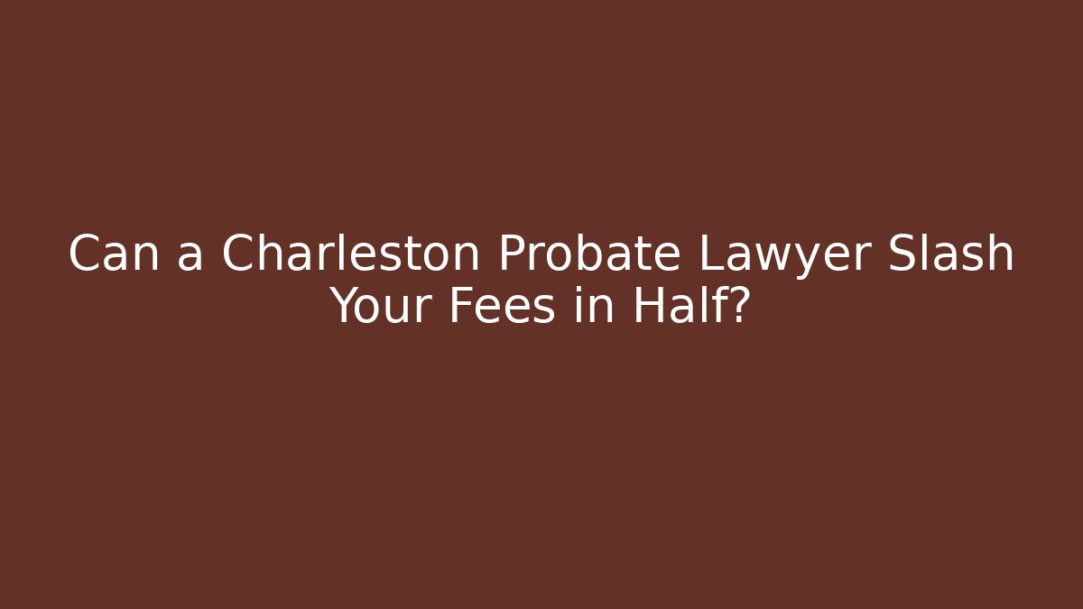 Can a Charleston Probate Lawyer Slash Your Fees in Half?