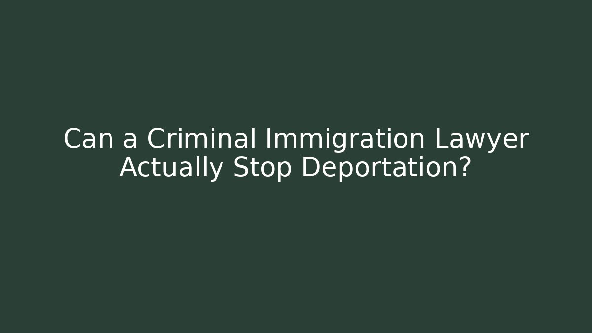 Can a Criminal Immigration Lawyer Actually Stop Deportation?