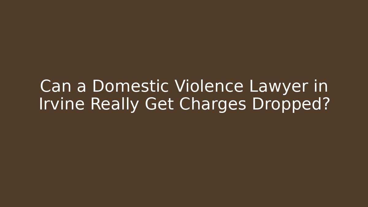 Can a Domestic Violence Lawyer in Irvine Really Get Charges Dropped?