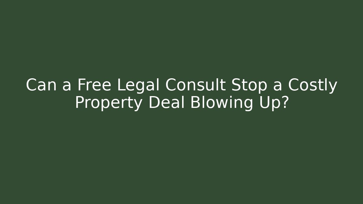 Can a Free Legal Consult Stop a Costly Property Deal Blowing Up?