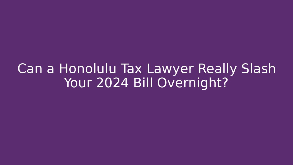 Can a Honolulu Tax Lawyer Really Slash Your 2024 Bill Overnight?