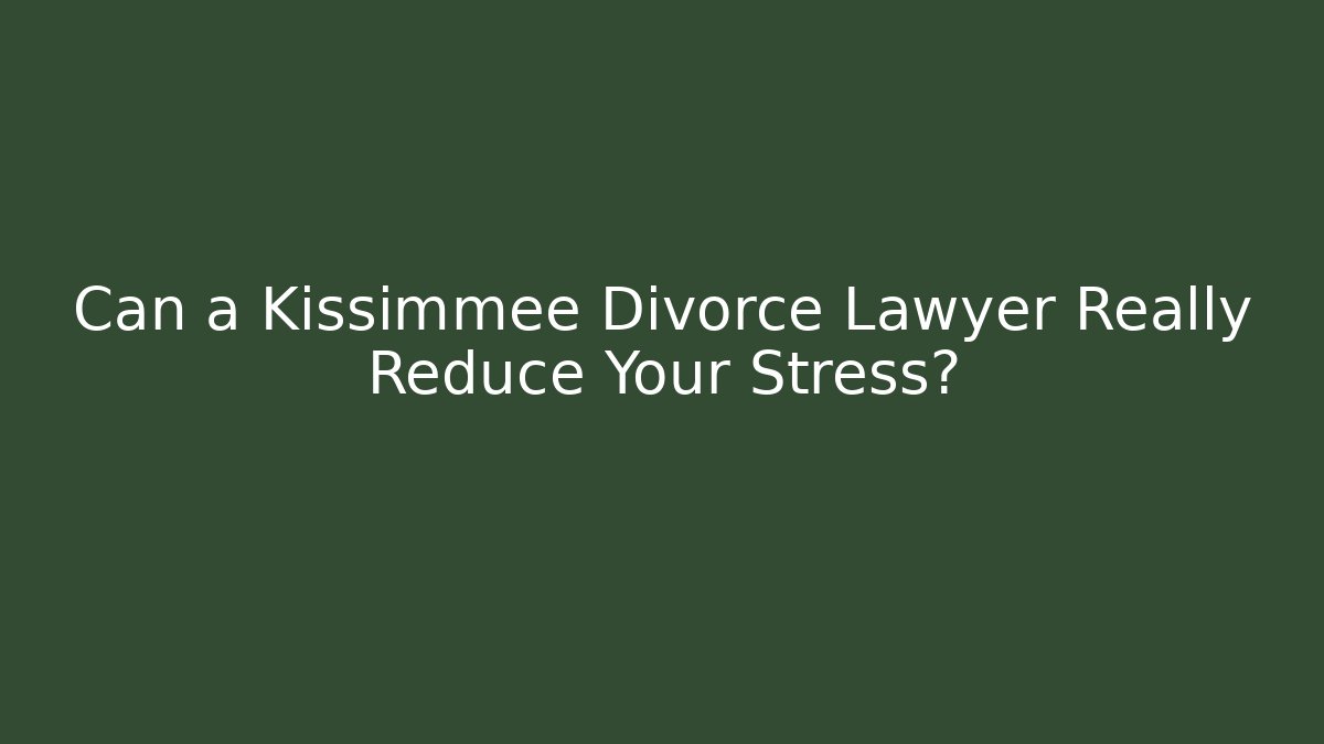 Can a Kissimmee Divorce Lawyer Really Reduce Your Stress?