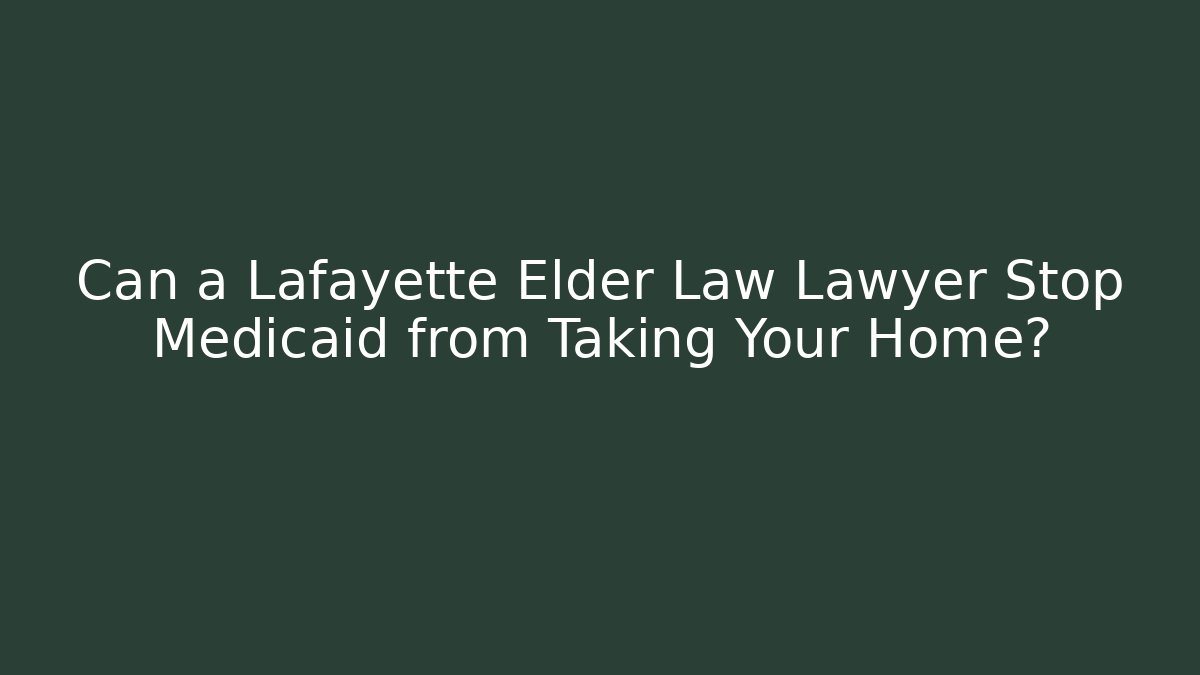 Can a Lafayette Elder Law Lawyer Stop Medicaid from Taking Your Home?