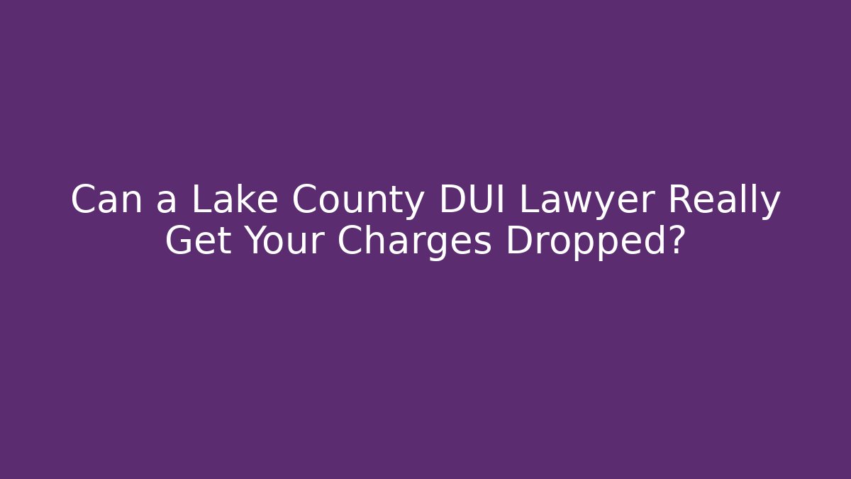 Can a Lake County DUI Lawyer Really Get Your Charges Dropped?