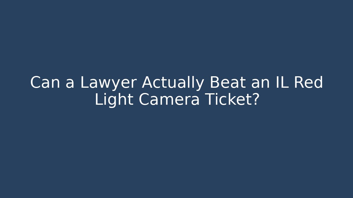 Can a Lawyer Actually Beat an IL Red Light Camera Ticket?