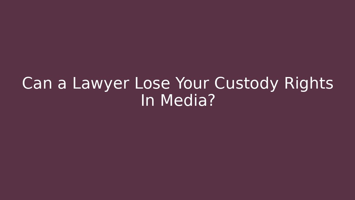 Can a Lawyer Lose Your Custody Rights In Media?