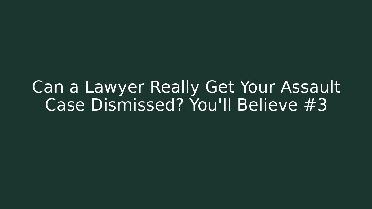 Can a Lawyer Really Get Your Assault Case Dismissed? You’ll Believe #3