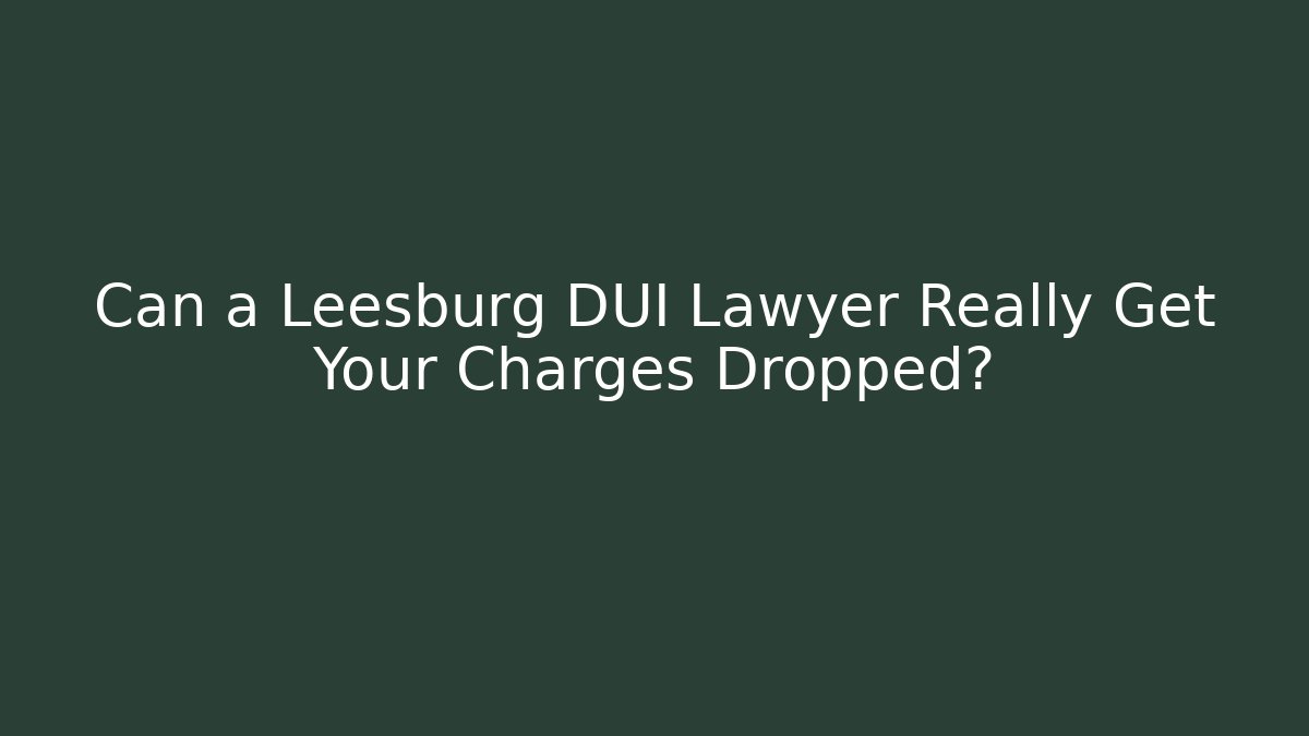 Can a Leesburg DUI Lawyer Really Get Your Charges Dropped?