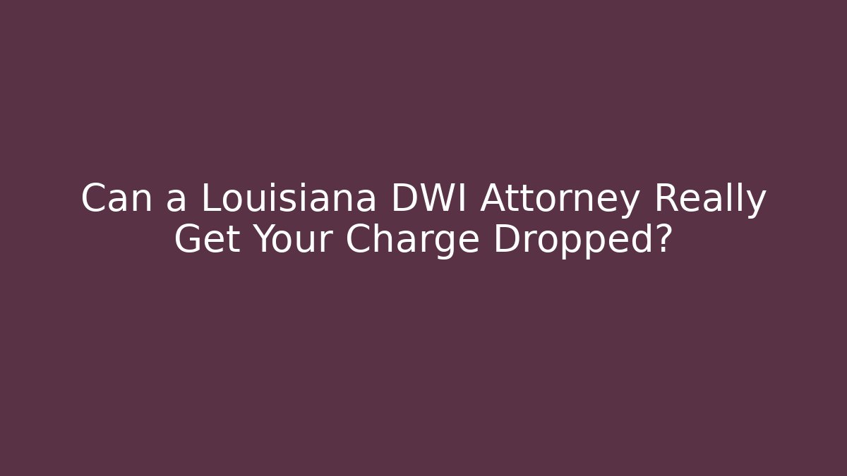 Can a Louisiana DWI Attorney Really Get Your Charge Dropped?