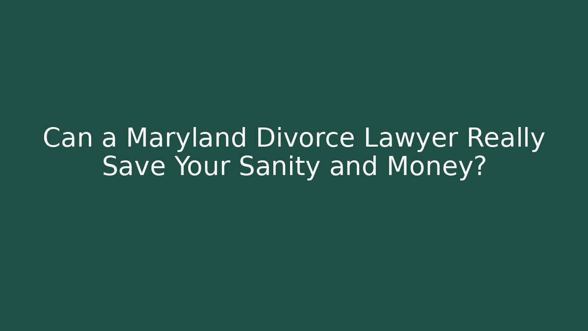 Can a Maryland Divorce Lawyer Really Save Your Sanity and Money?