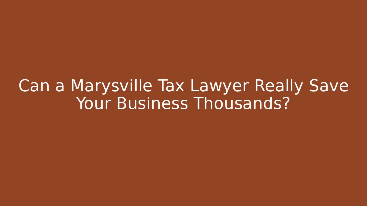 Can a Marysville Tax Lawyer Really Save Your Business Thousands?