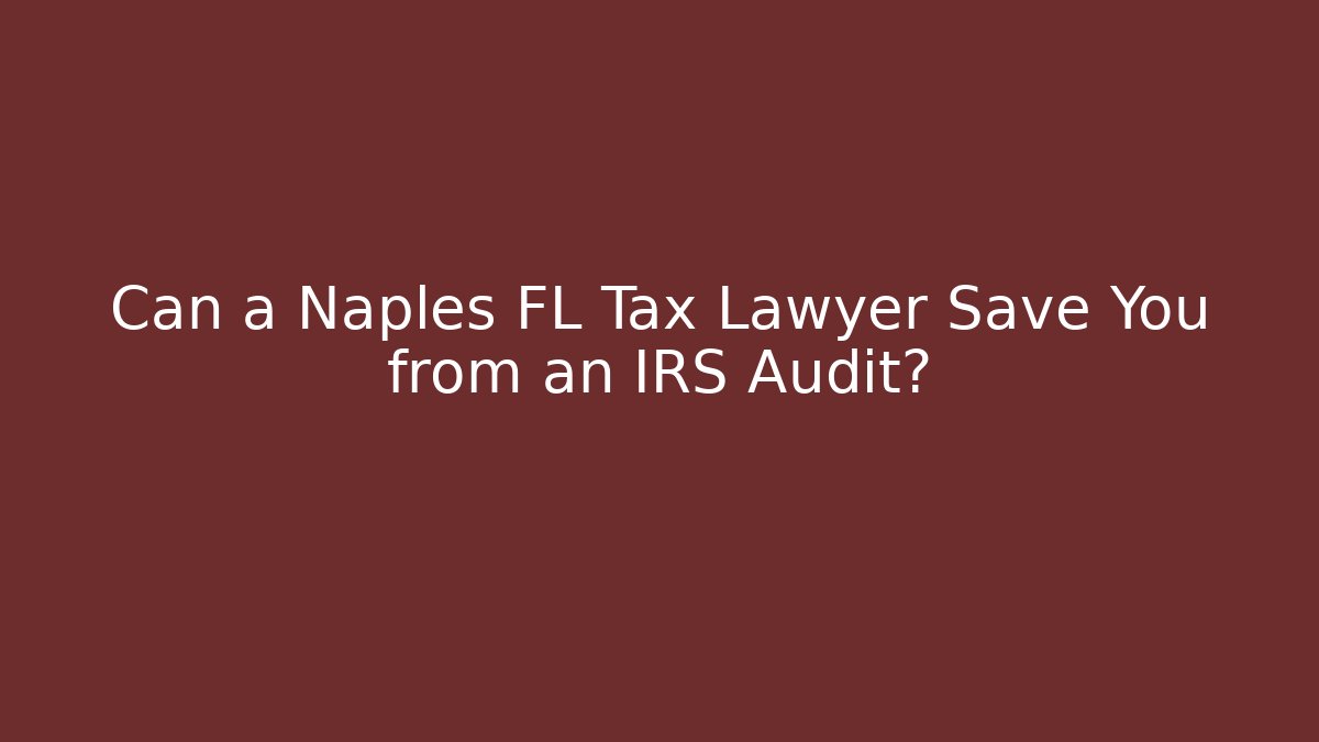 Can a Naples FL Tax Lawyer Save You from an IRS Audit?