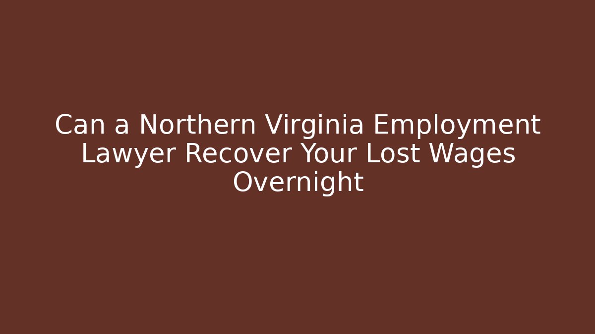 Can a Northern Virginia Employment Lawyer Recover Your Lost Wages Overnight