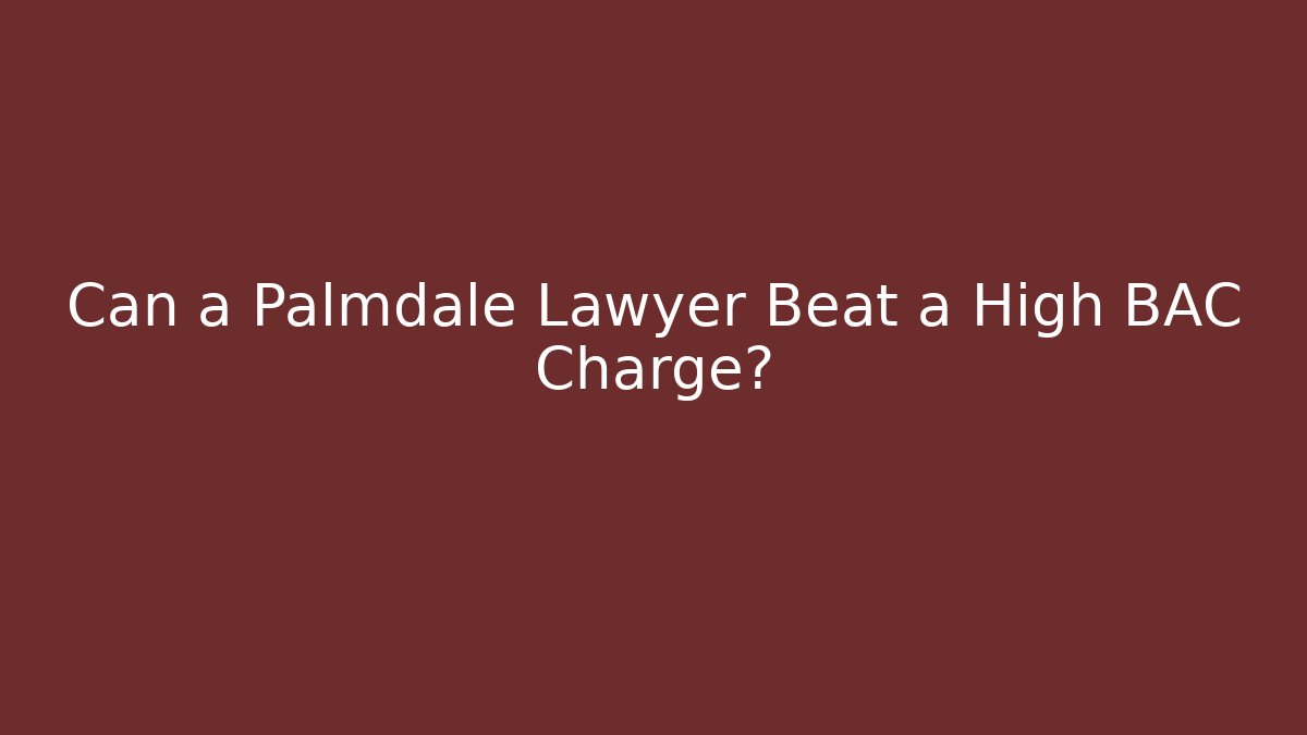 Can a Palmdale Lawyer Beat a High BAC Charge? - WealthxGroup