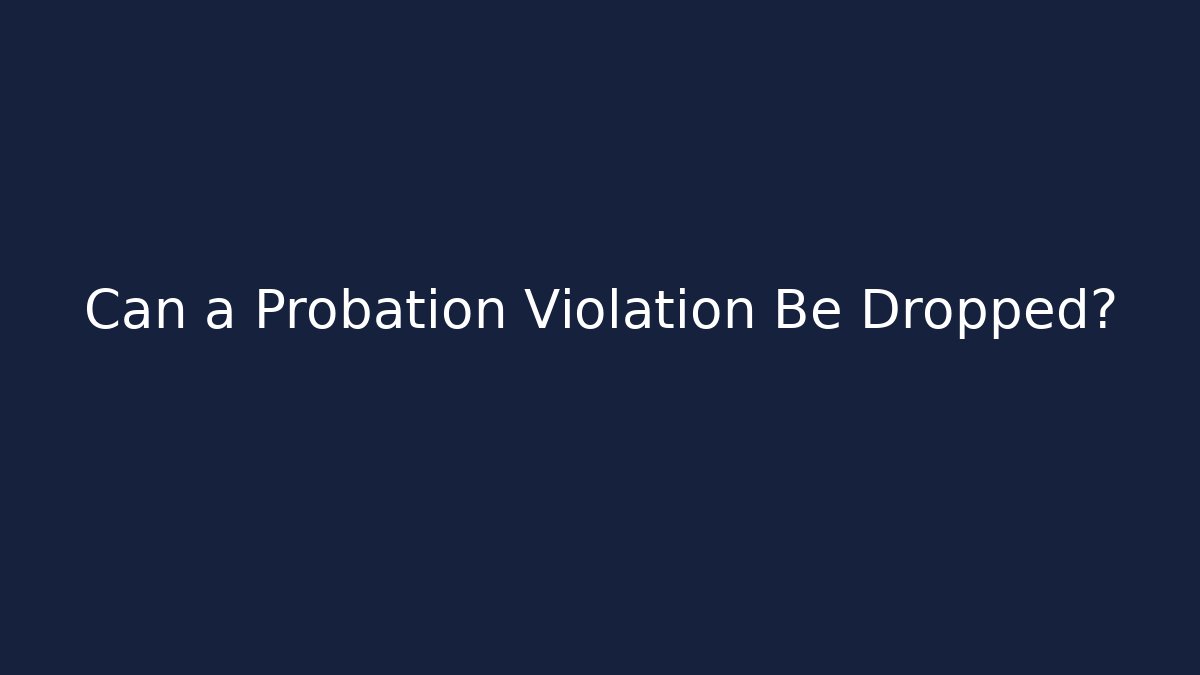Can a Probation Violation Be Dropped?