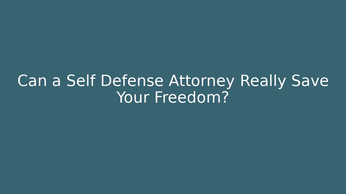 Can a Self Defense Attorney Really Save Your Freedom?