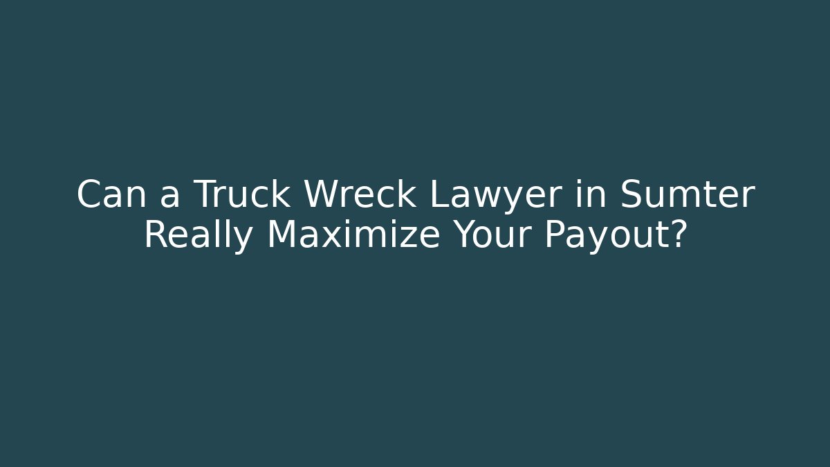 Can a Truck Wreck Lawyer in Sumter Really Maximize Your Payout?