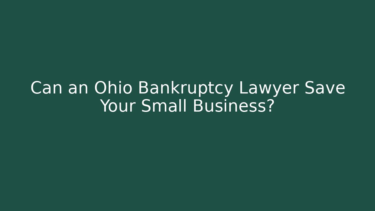 Can an Ohio Bankruptcy Lawyer Save Your Small Business?