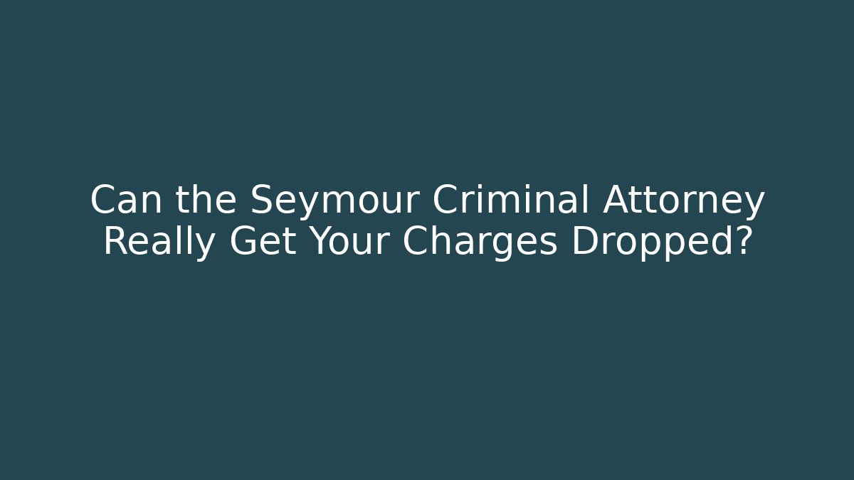 Can the Seymour Criminal Attorney Really Get Your Charges Dropped?
