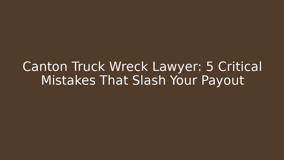 Canton Truck Wreck Lawyer: 5 Critical Mistakes That Slash Your Payout