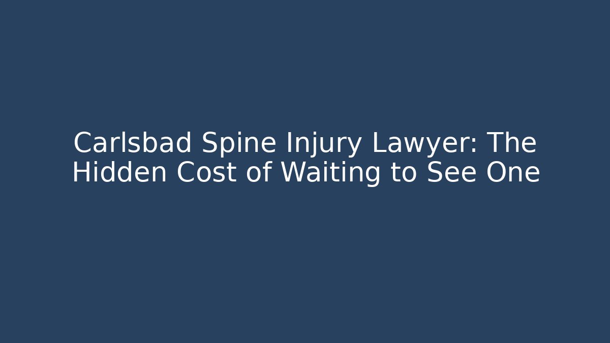 Carlsbad Spine Injury Lawyer: The Hidden Cost of Waiting to See One