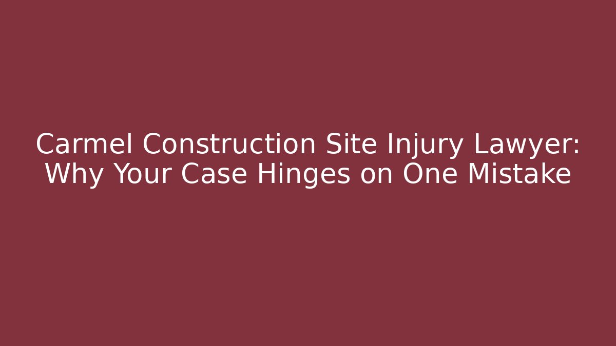 Carmel Construction Site Injury Lawyer: Why Your Case Hinges on One Mistake