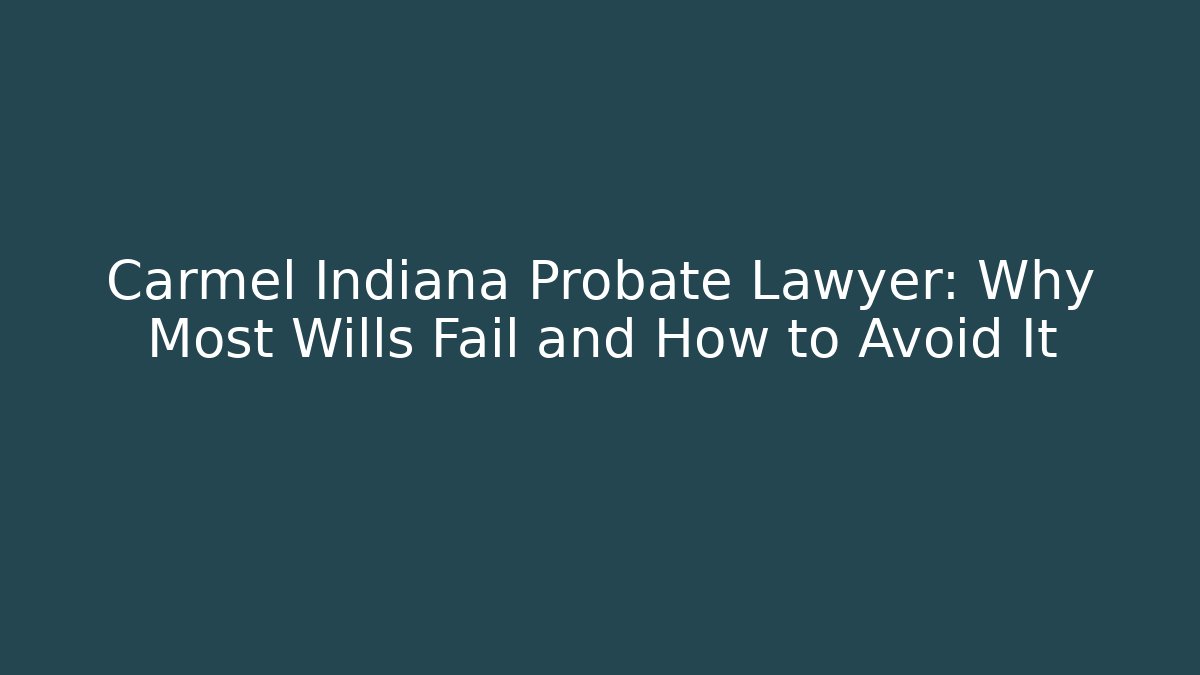 Carmel Indiana Probate Lawyer: Why Most Wills Fail and How to Avoid It