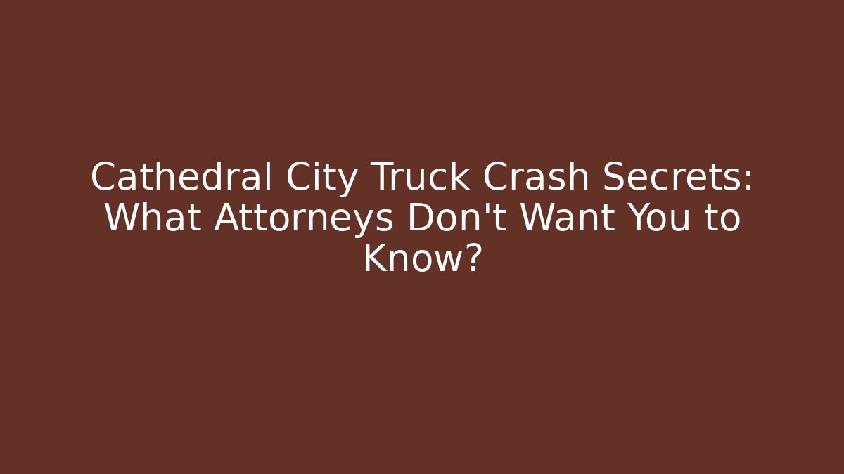 Cathedral City Truck Crash Secrets: What Attorneys Don’t Want You to Know?