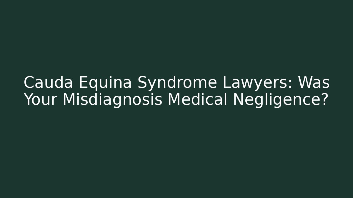 Cauda Equina Syndrome Lawyers: Was Your Misdiagnosis Medical Negligence?