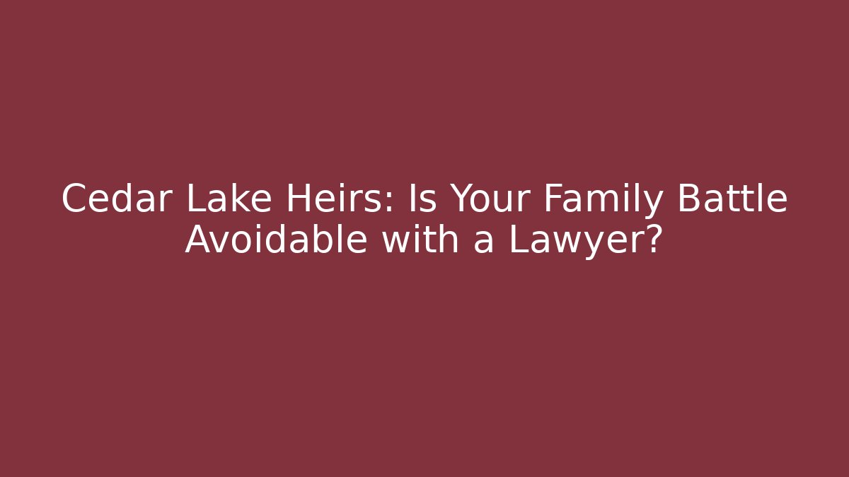 Cedar Lake Heirs: Is Your Family Battle Avoidable with a Lawyer?