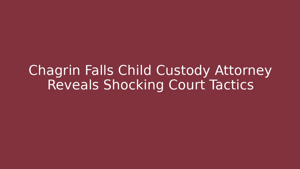 Chagrin Falls Child Custody Attorney Reveals Shocking Court Tactics