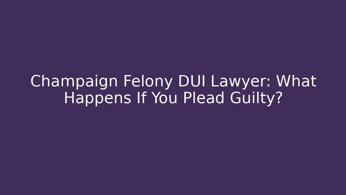 Champaign Felony DUI Lawyer: What Happens If You Plead Guilty?