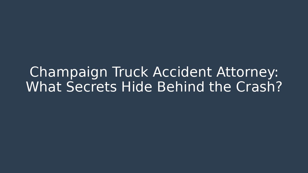 Champaign Truck Accident Attorney: What Secrets Hide Behind the Crash?