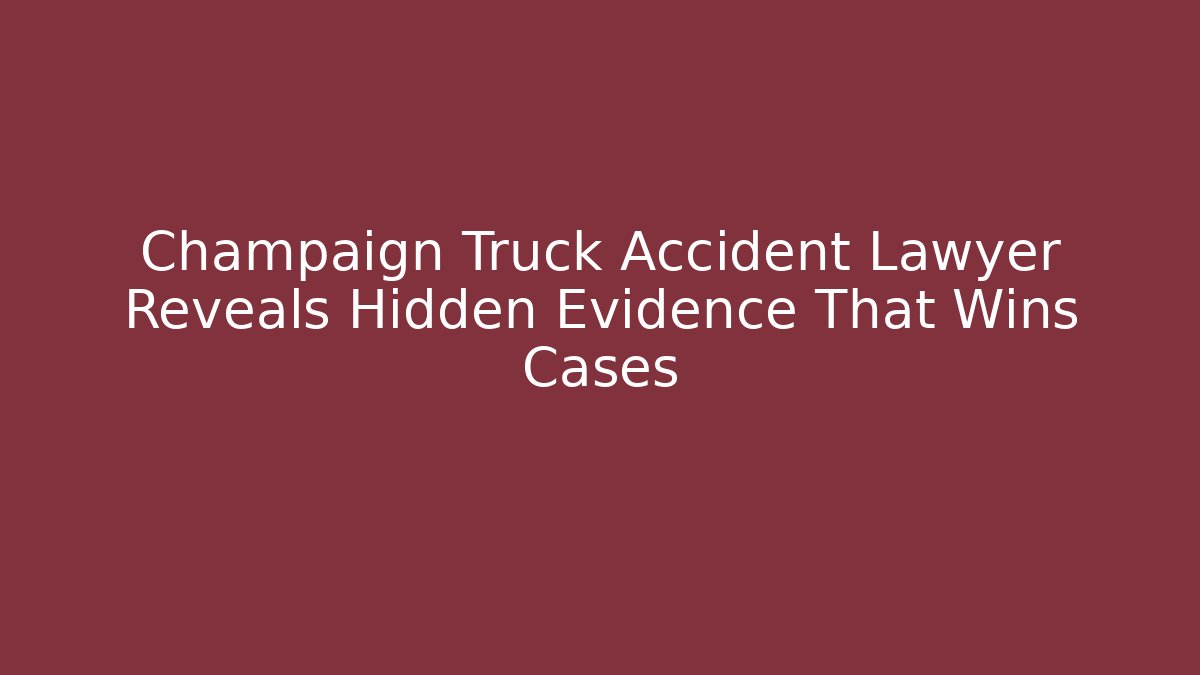 Champaign Truck Accident Lawyer Reveals Hidden Evidence That Wins Cases