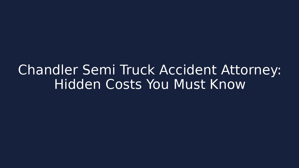 Chandler Semi Truck Accident Attorney: Hidden Costs You Must Know