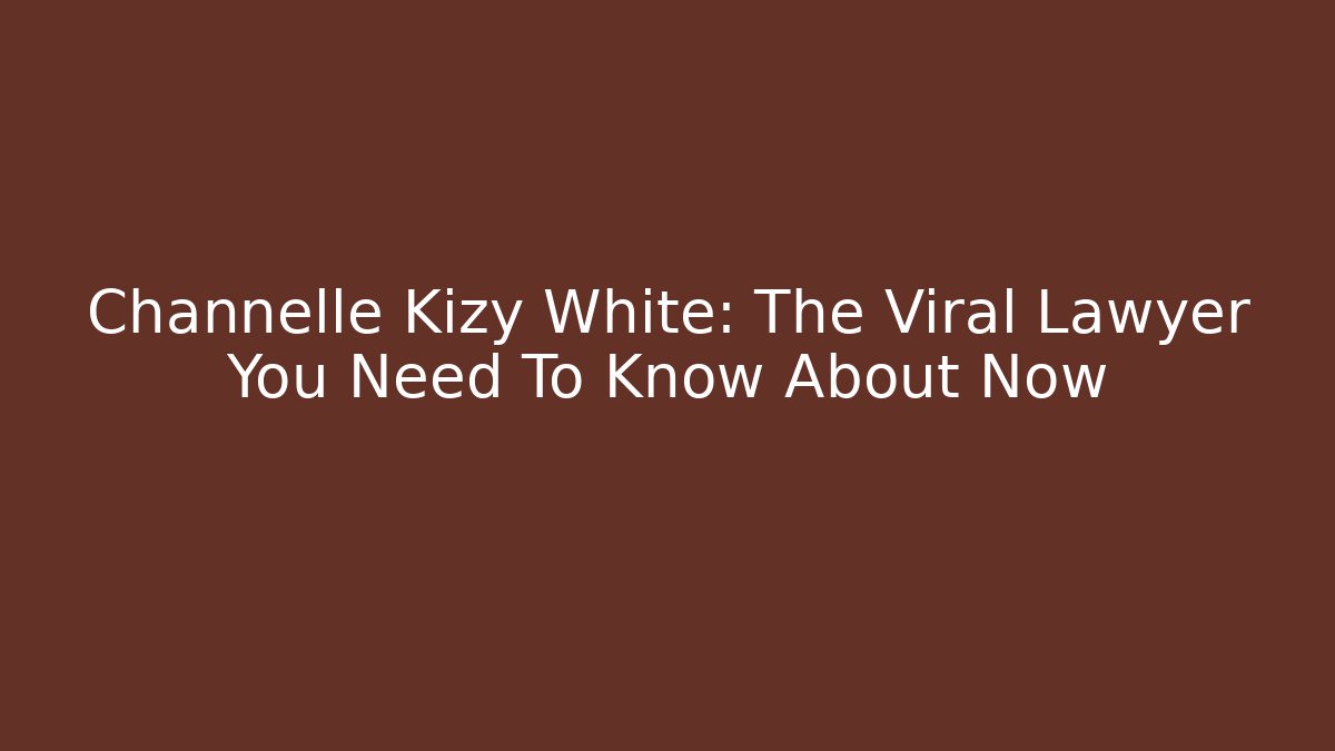 Channelle Kizy White: The Viral Lawyer You Need To Know About Now