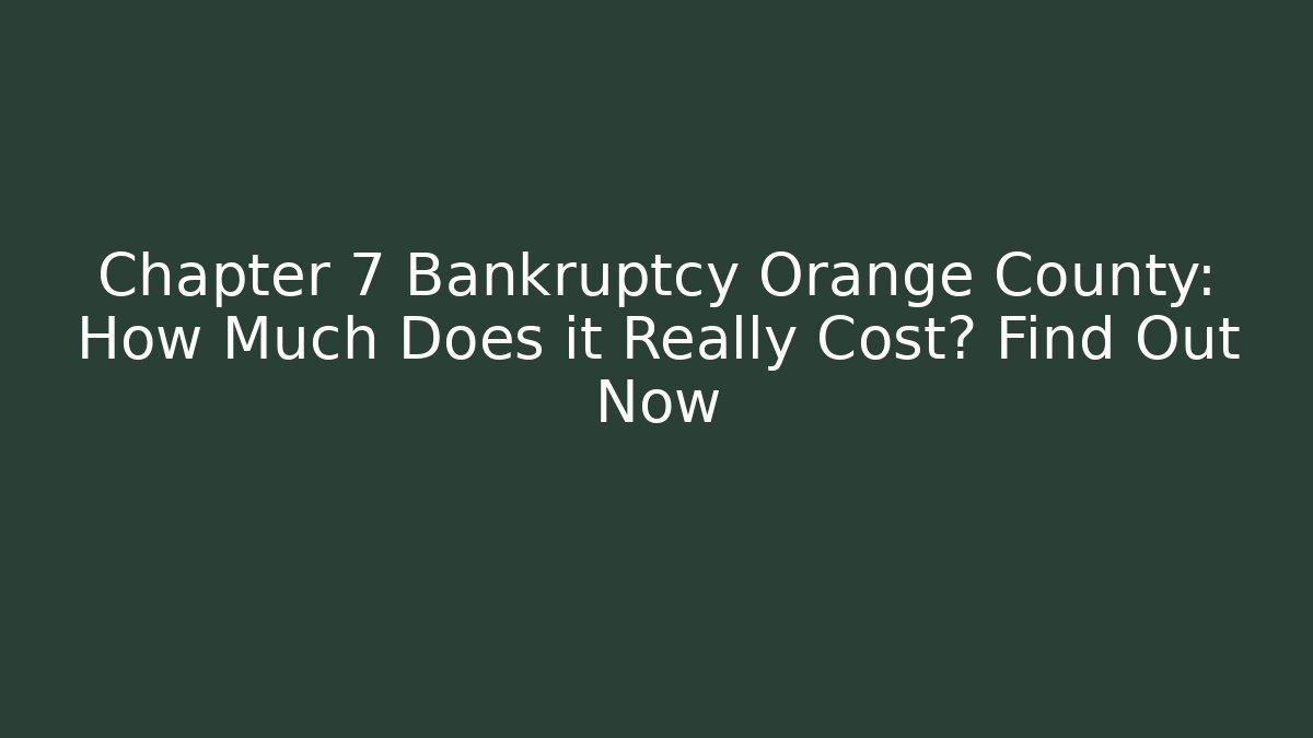 Chapter 7 Bankruptcy Orange County: How Much Does it Really Cost? Find Out Now