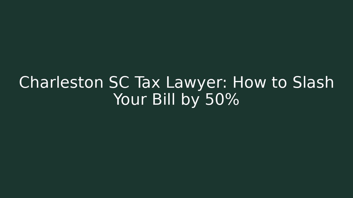 Charleston SC Tax Lawyer: How to Slash Your Bill by 50%