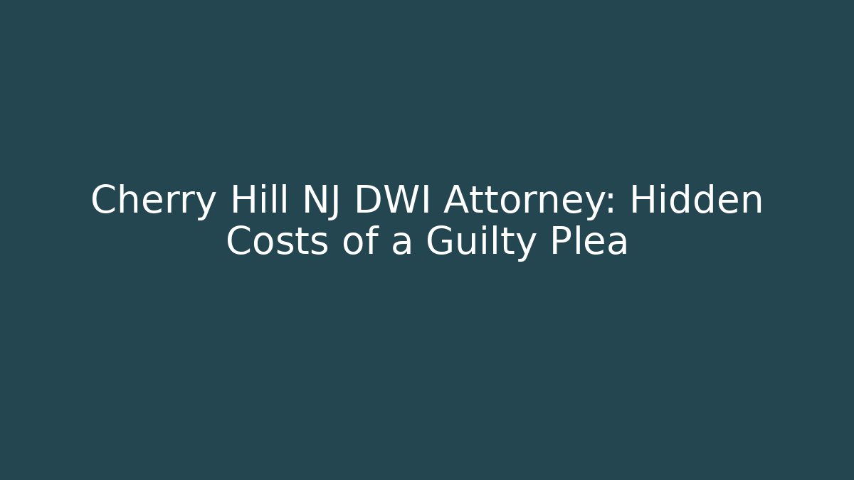 Cherry Hill NJ DWI Attorney: Hidden Costs of a Guilty Plea