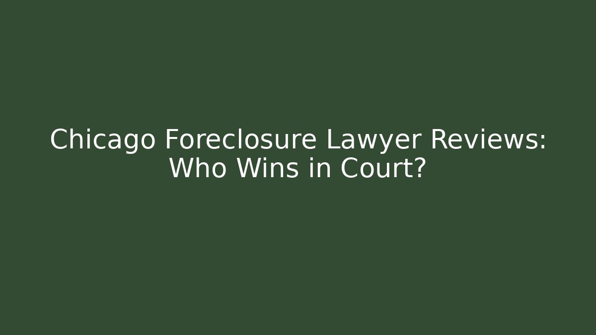 Chicago Foreclosure Lawyer Reviews: Who Wins in Court?