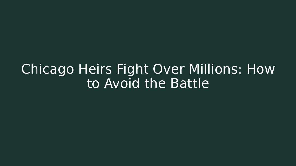 Chicago Heirs Fight Over Millions: How to Avoid the Battle