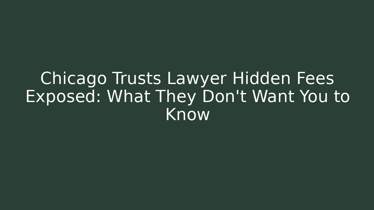 Chicago Trusts Lawyer Hidden Fees Exposed: What They Don't Want You to Know