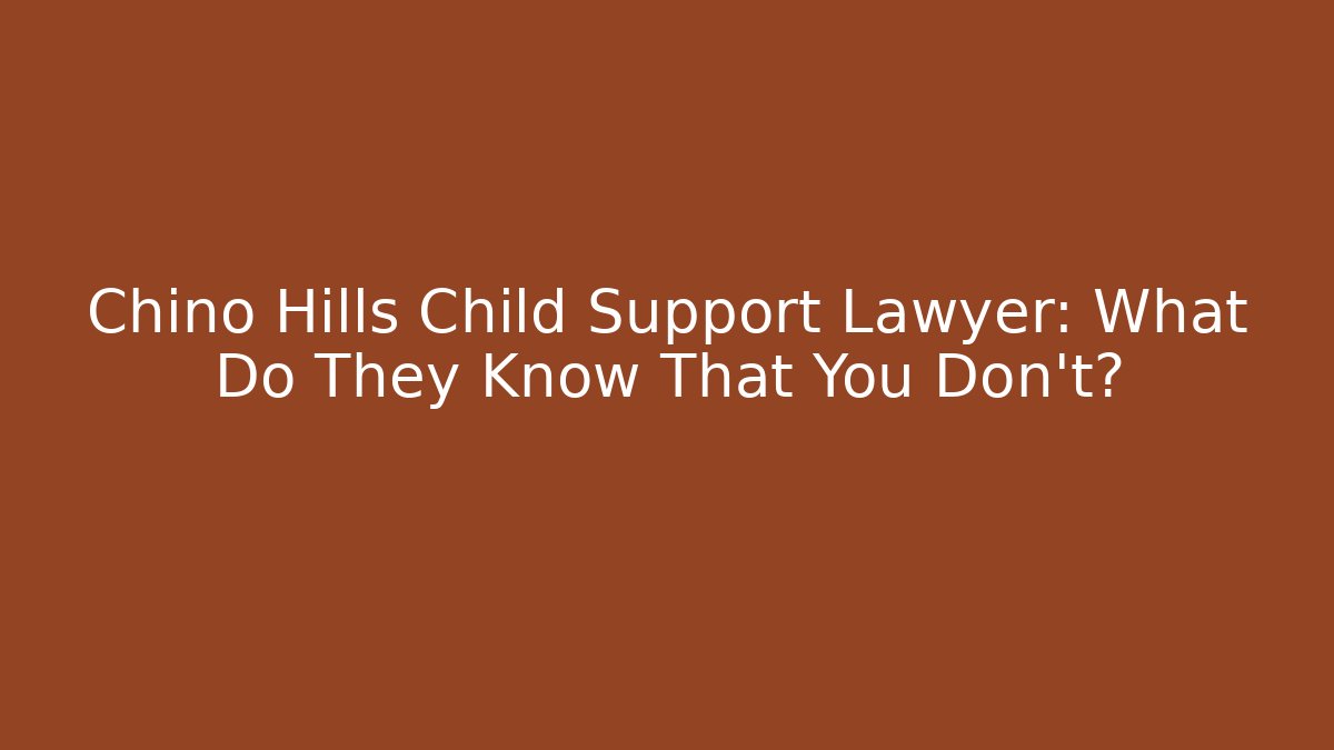 Chino Hills Child Support Lawyer: What Do They Know That You Don't?