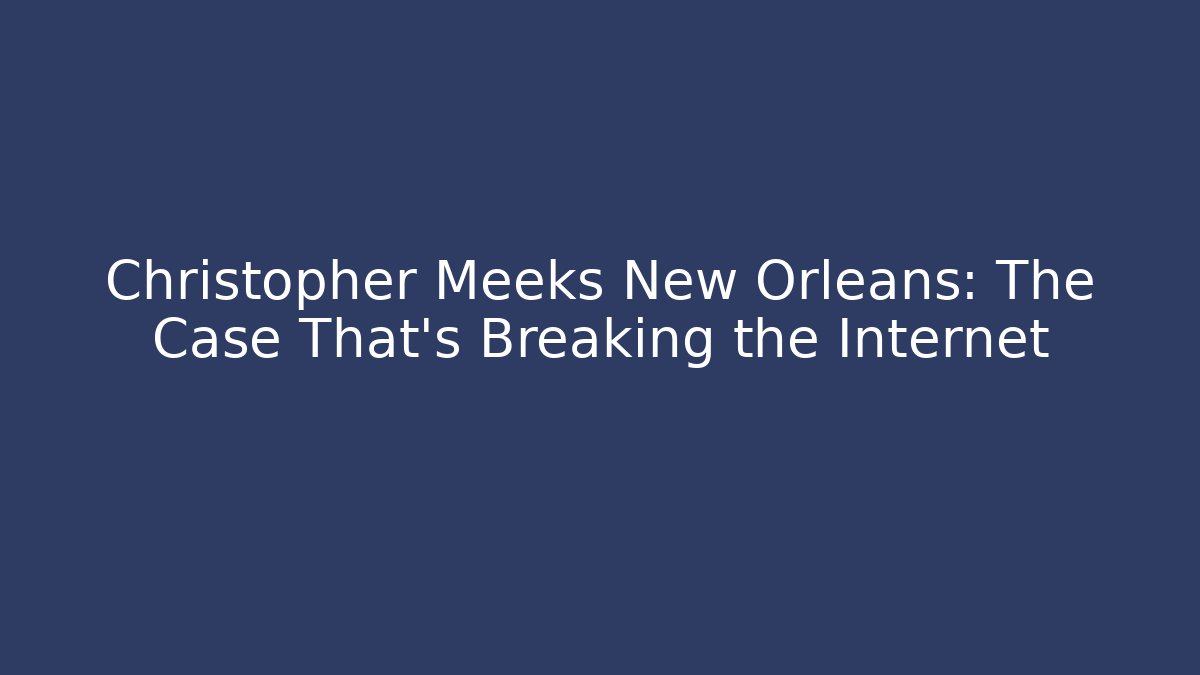 Christopher Meeks New Orleans: The Case That's Breaking the Internet - WealthxGroup