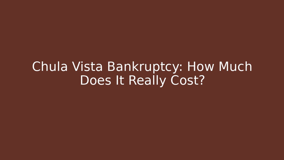 Chula Vista Bankruptcy: How Much Does It Really Cost?