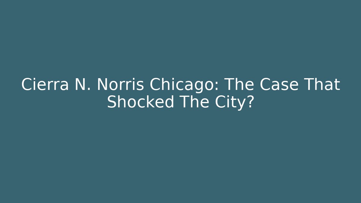 Cierra N. Norris Chicago: The Case That Shocked The City?