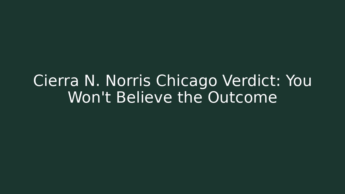 Cierra N. Norris Chicago Verdict: You Won’t Believe the Outcome